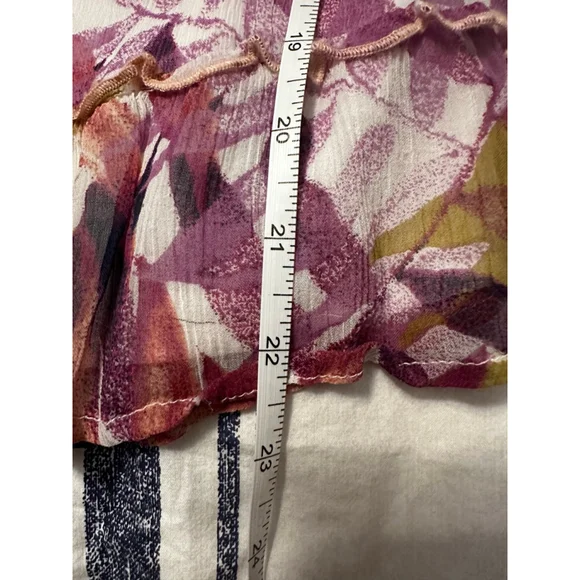 Lucky Brand L Rust Maroon Green Leaf Print Off-Shoulder Blouse Top - Picture 10 of 10